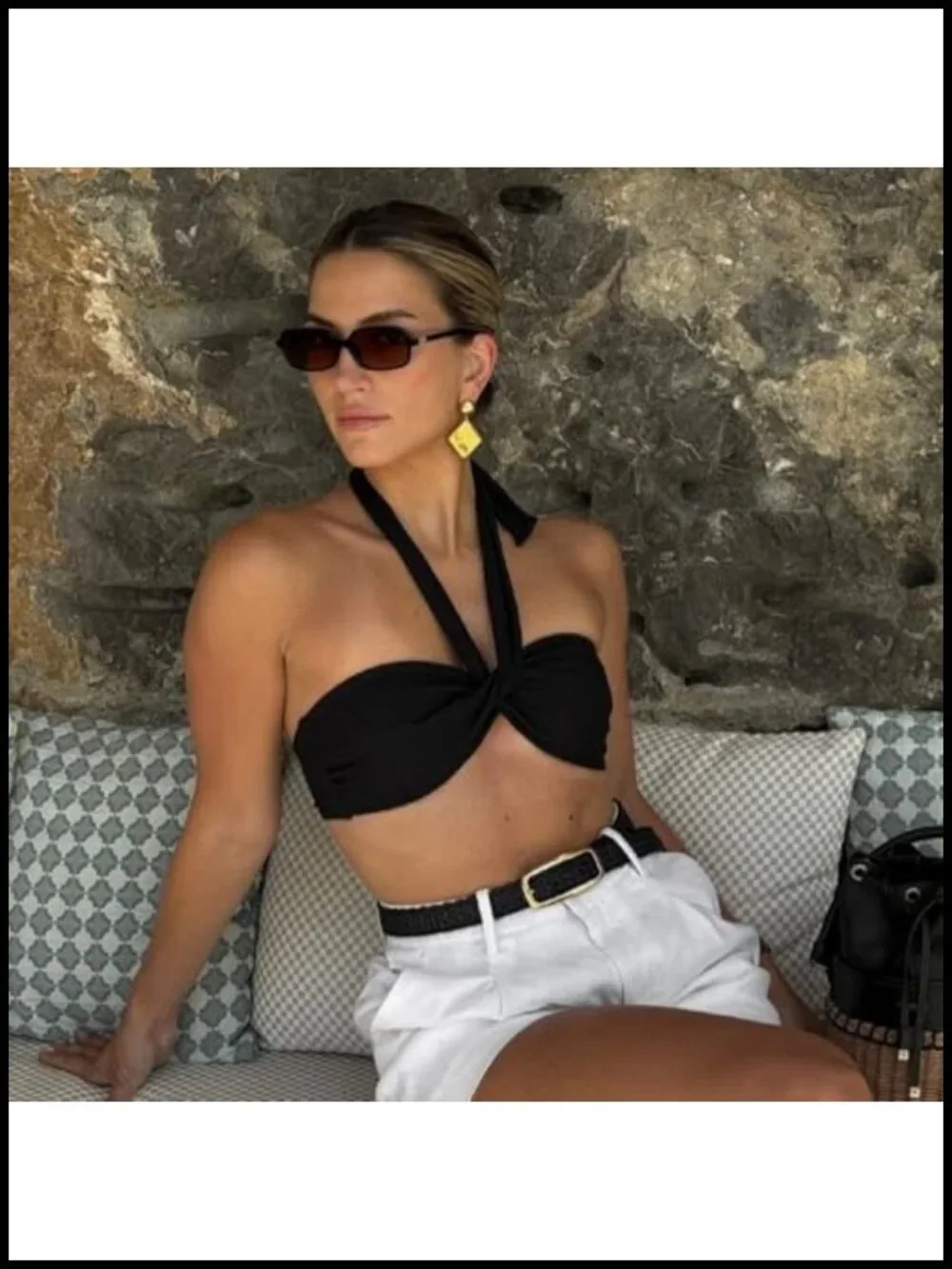 Small Rectangle Sunglasses Women Vintage Retro Thin Frame Y2K UV400